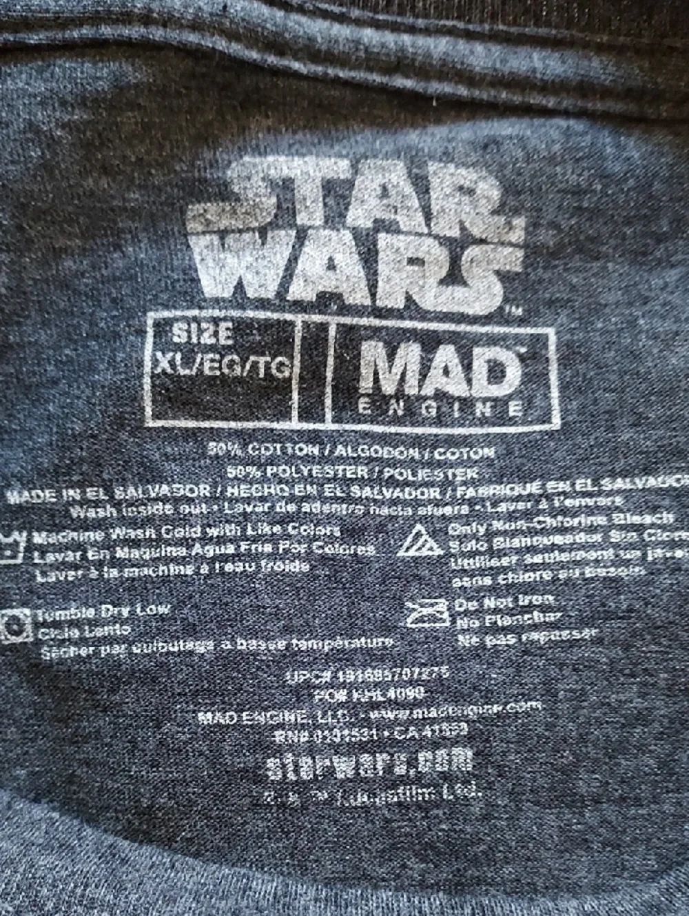 Star Wars Charcoal Tee 1977 Retro Graphic, Mens XL - Picture 2 of 3